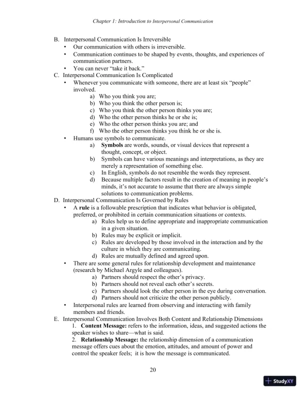 Test Bank for Interpersonal Communication, 7th New International Edition - Page 22 preview image