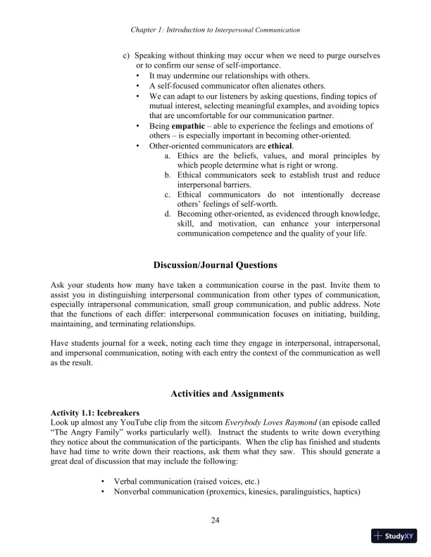 Test Bank for Interpersonal Communication, 7th New International Edition - Page 26 preview image