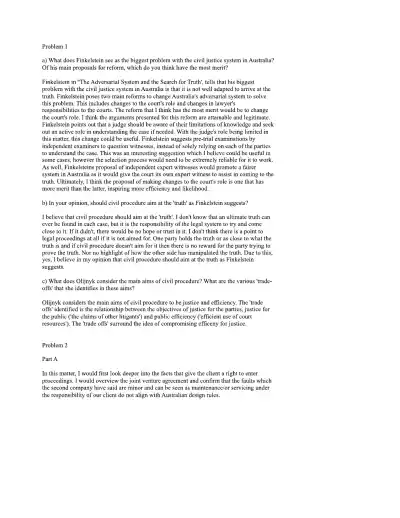 A Legal Analysis of Finkelstein, Civil Procedure - Page 1 preview image