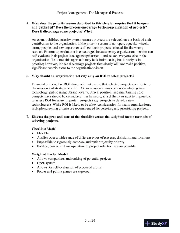 Project Management: The Managerial Process, 7th Edition Solution Manual - Page 15 preview image