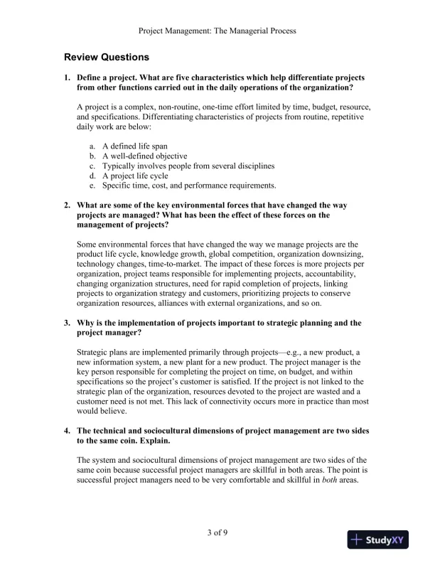 Project Management: The Managerial Process, 7th Edition Solution Manual - Page 4 preview image