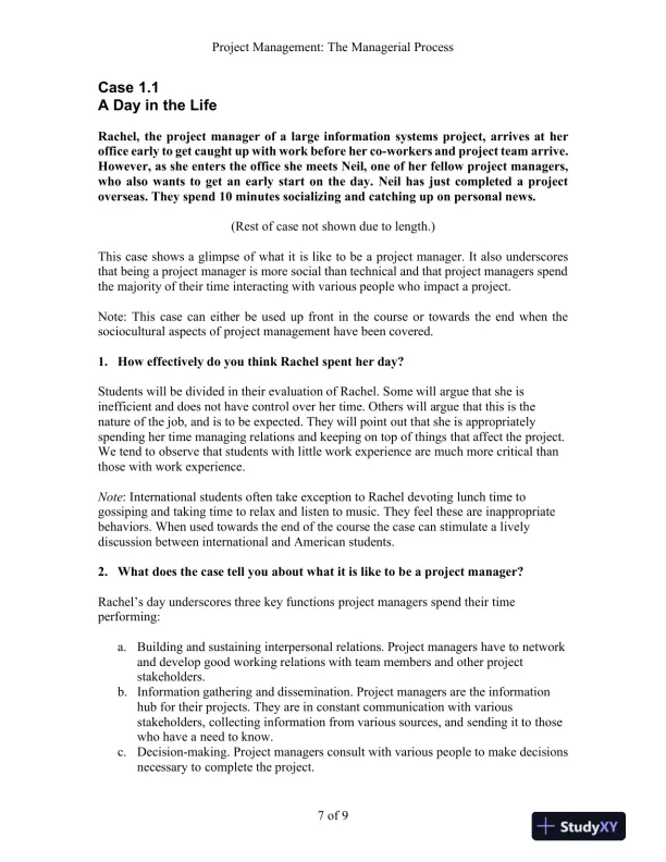 Project Management: The Managerial Process, 7th Edition Solution Manual - Page 8 preview image