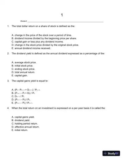 Fundamentals of Investments 5th Edition Test Bank - Page 1 preview image
