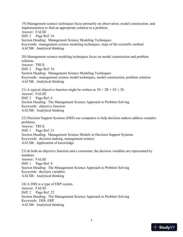Test Bank for Introduction to Management Science, 13th Edition - Page 5 preview image