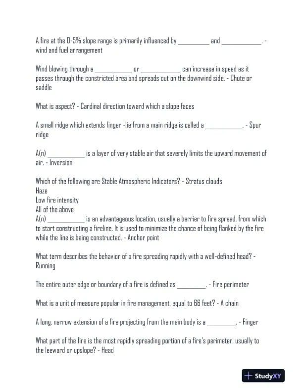 Wildland Fire Service Practice Exam With Answers (101 Solved Questions) - Page 3 preview image