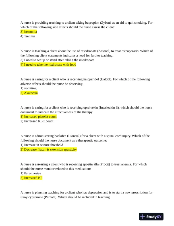 Pharmacology Protected Exam With Answers (125 Solved Questions) - Page 5 preview image