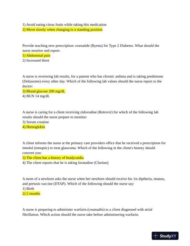 Pharmacology Protected Exam With Answers (125 Solved Questions) - Page 6 preview image