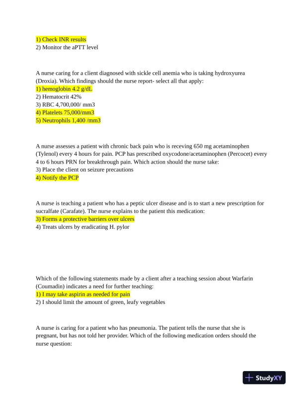 Pharmacology Protected Exam With Answers (125 Solved Questions) - Page 7 preview image