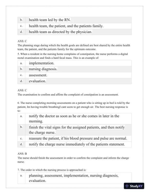 Test Bank for Critical Thinking, Clinical Reasoning, and Clinical Judgment: A Practical Approach, 7th Edition (Chapters 1-7) - Page 12 preview image