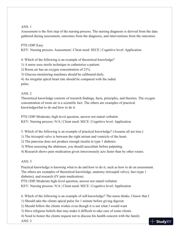 Test Bank for Critical Thinking, Clinical Reasoning, and Clinical Judgment: A Practical Approach, 7th Edition (Chapters 1-7) - Page 5 preview image