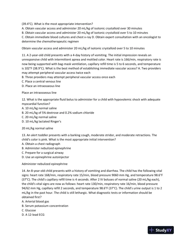 2023-2024 AHA PALS Child Care Practice Exam With Answers (33 Solved Questions) - Page 4 preview image