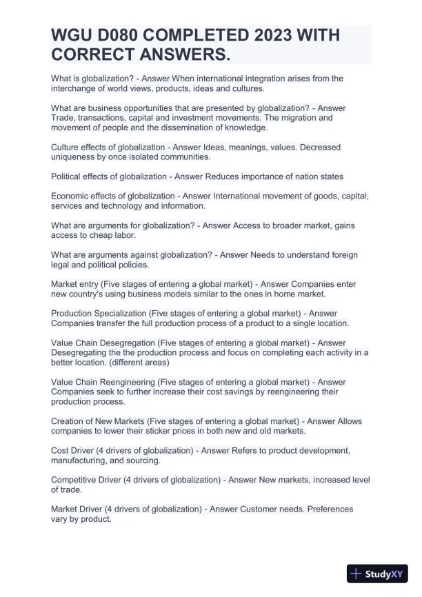 2023 WGU D080 Practice Exam with Answers (161 Solved Questions) - Page 1 preview image
