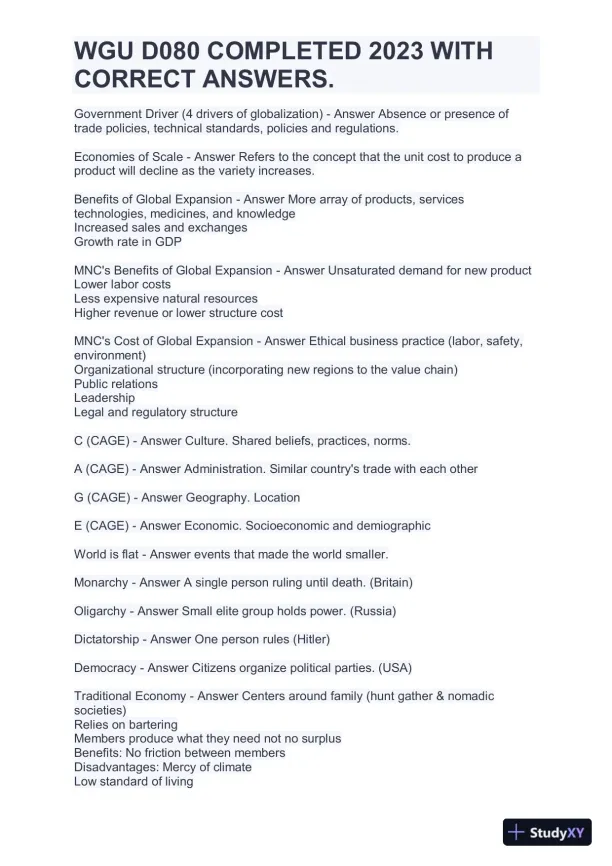 2023 WGU D080 Practice Exam with Answers (161 Solved Questions) - Page 3 preview image