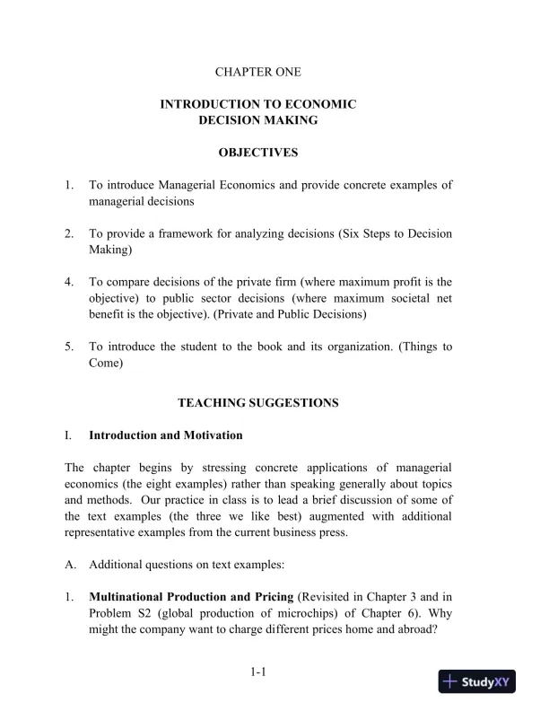 Solution Manual for Managerial Economics, 8th Edition - Page 1 preview image