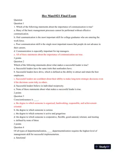Hcc Man1021 Final Exam - Page 1 preview image