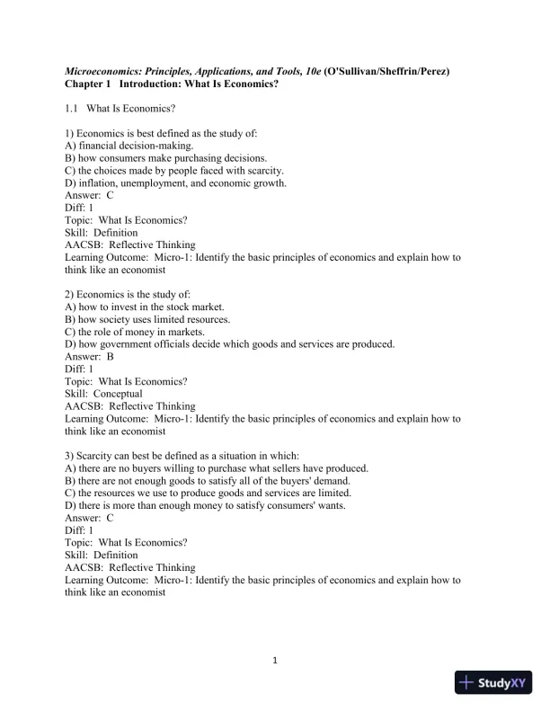 Test Bank for Microeconomics: Principles, Applications and Tools, 10th Edition - Page 3 preview image