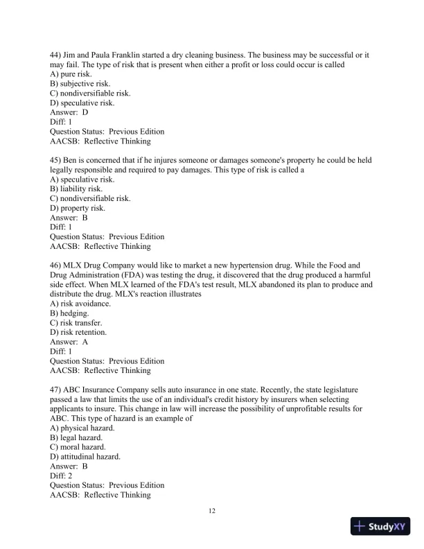 Test Bank for Principles Of Risk Management And Insurance, 14th Edition - Page 13 preview image