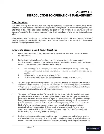 Operations Management, 5th Canadian Edition Solution Manual - Page 1 preview image