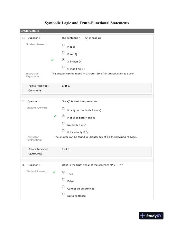Symbolic Logic and Truth-Functional Statements - Page 1 preview image
