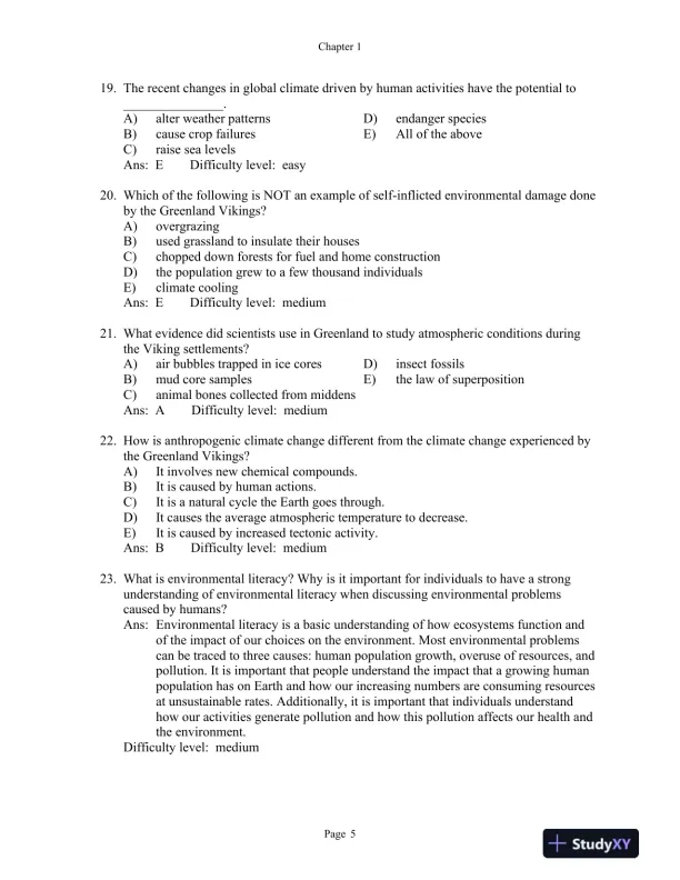 Environmental Science for a Changing World First Canadian Edition Test Bank - Page 6 preview image