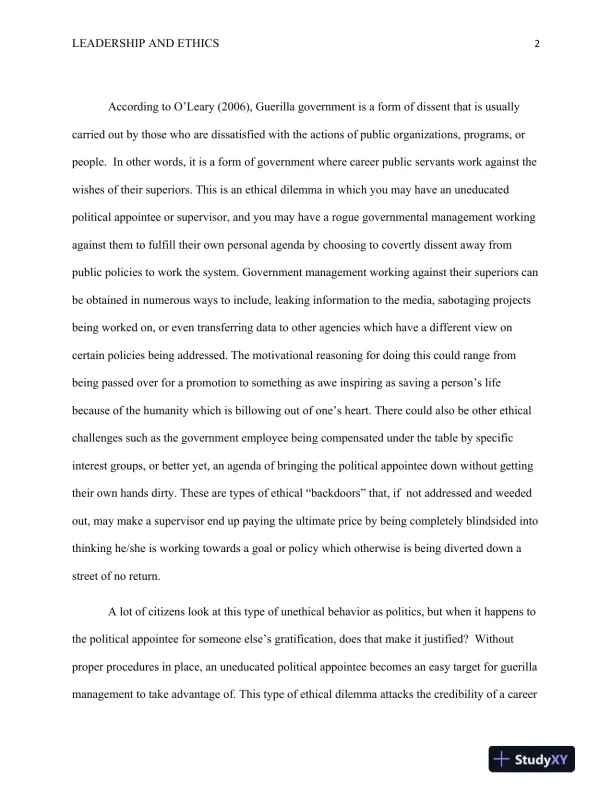 PAD 500 Assignment 3: Leadership and Ethics - Page 3 preview image