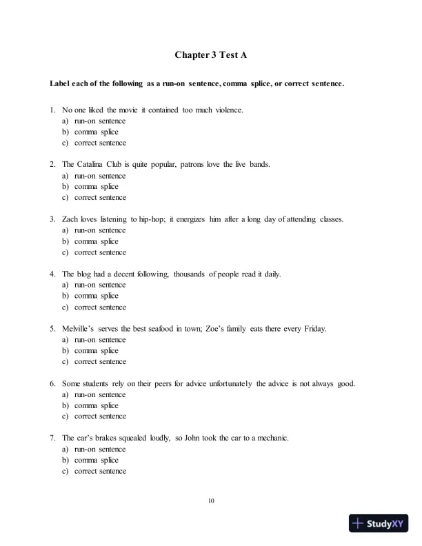 Test Bank for Along These Lines: Writing Sentences and Paragraphs, 7th Edition - Page 14 preview image