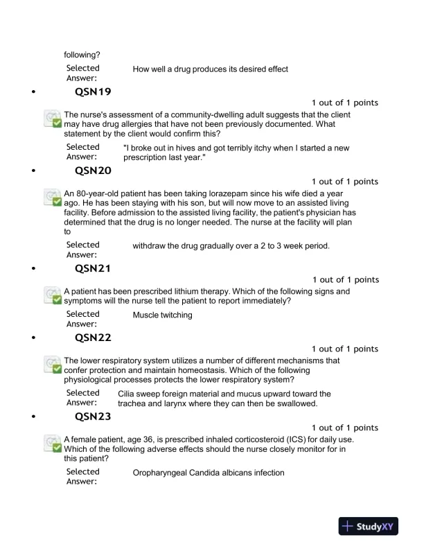 2023-2024 NURS676 Pharmacology Midterm Exam With Answers (100 Solved Questions) - Page 5 preview image