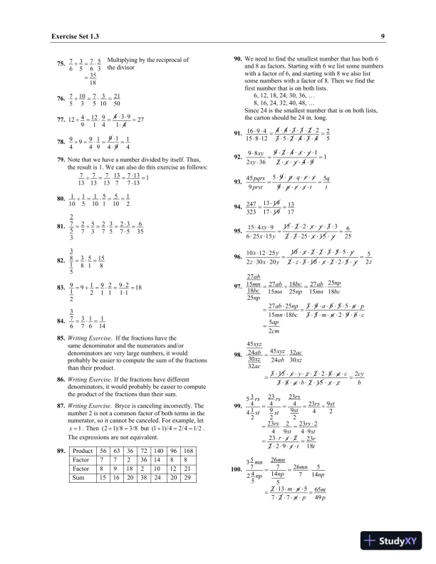 Solution Manual for Elementary and Intermediate Algebra Concepts and Applications, 7th Edition - Page 12 preview image