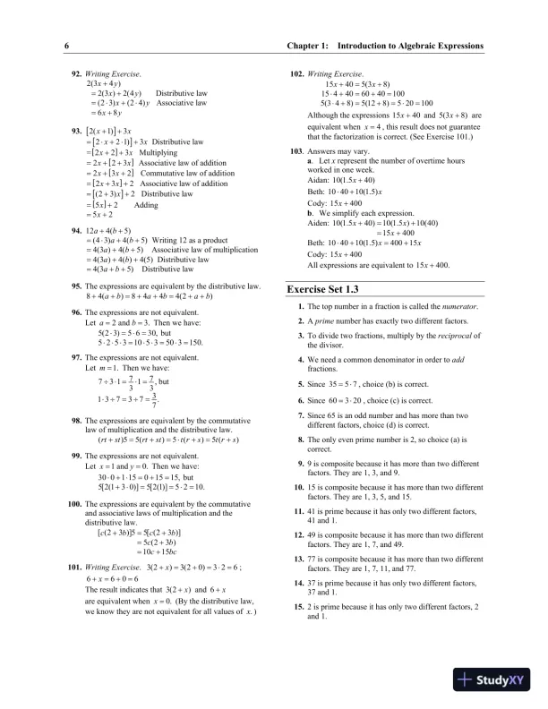 Solution Manual for Elementary and Intermediate Algebra Concepts and Applications, 7th Edition - Page 9 preview image