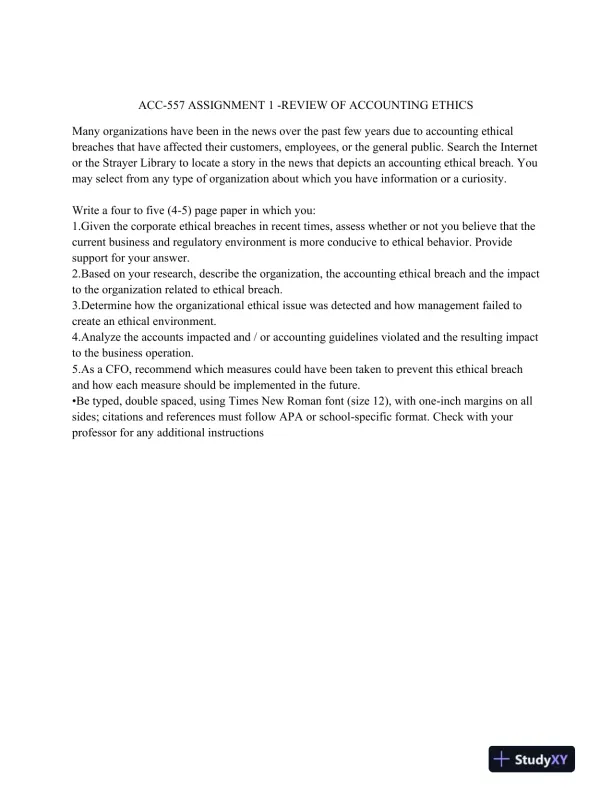 ACC-557 Assignment 1 -Review of Accounting Ethics - Page 3 preview image