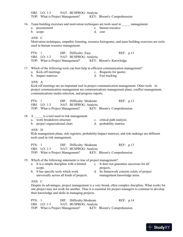 Test Bank For Information Technology Project Management, 7th Edition - Page 12 preview image