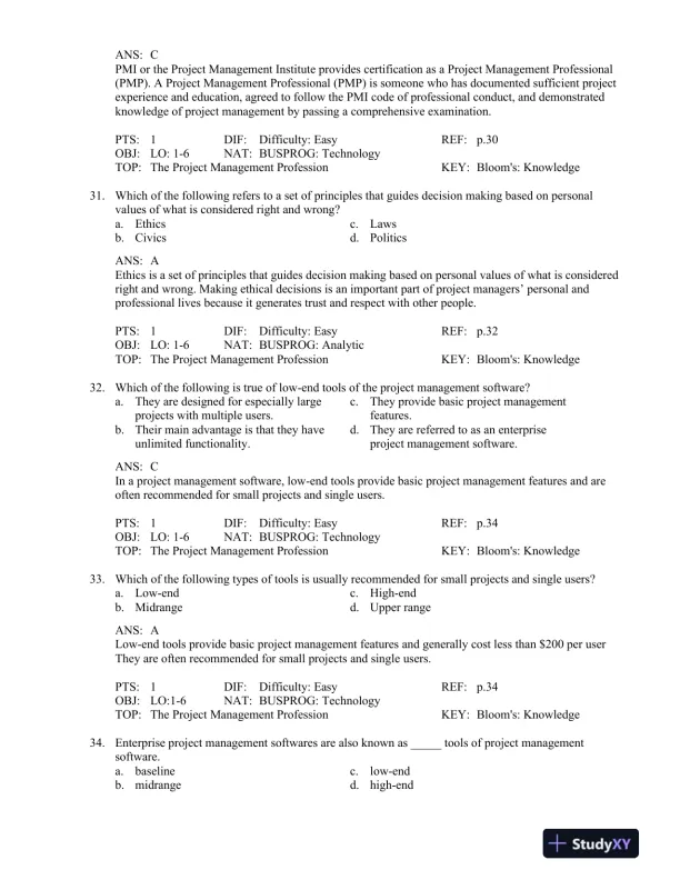 Test Bank For Information Technology Project Management, 7th Edition - Page 16 preview image