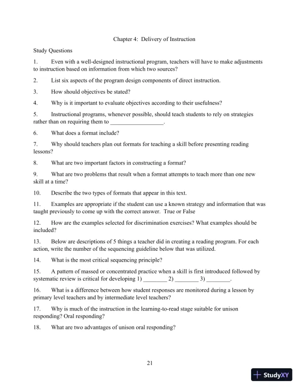 Solution Manual for Direct Instruction Reading, 3rd Edition - Page 21 preview image