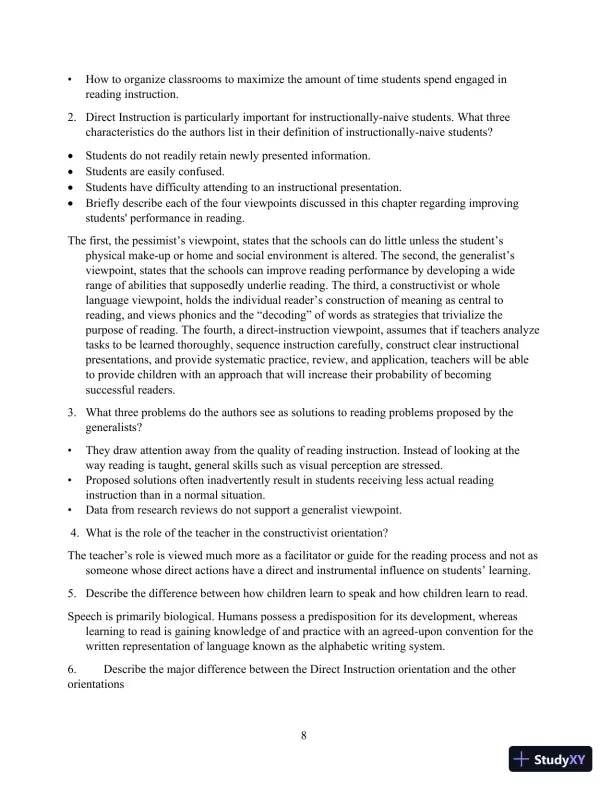 Solution Manual for Direct Instruction Reading, 3rd Edition - Page 8 preview image