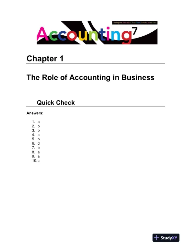 Accounting, 7th Edition Solution Manual - Page 1 preview image