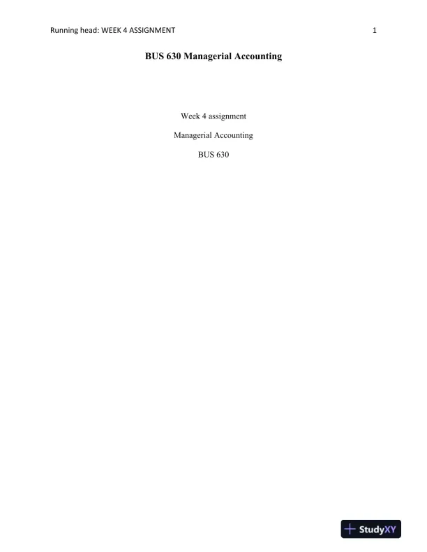 BUS 630 Managerial Accounting - Page 1 preview image