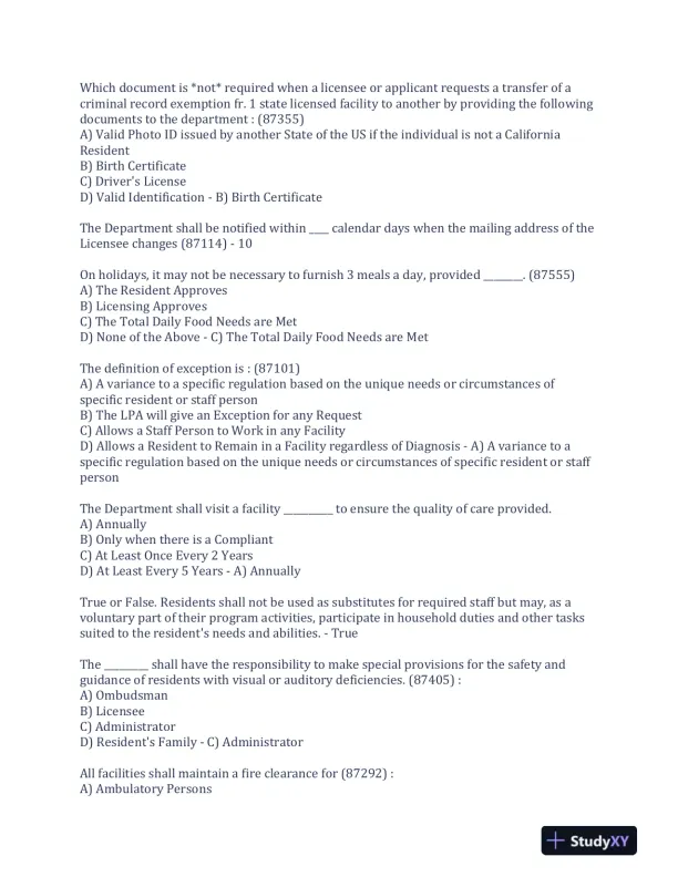 2023 RCFE Gerontology Practice Exam With Answers (102 Solved Questions) - Page 3 preview image