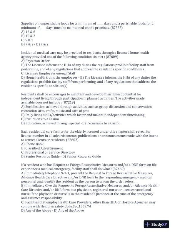 2023 RCFE Gerontology Practice Exam With Answers (102 Solved Questions) - Page 8 preview image