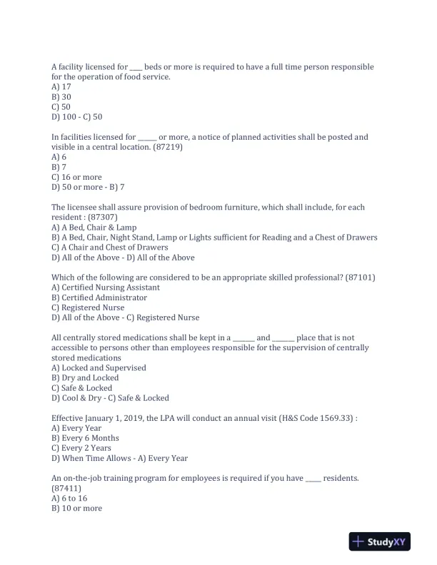 2023 RCFE Gerontology Practice Exam With Answers (102 Solved Questions) - Page 9 preview image