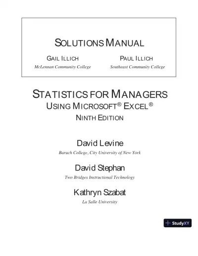 Solution Manual for Statistics for Managers Using Microsoft Excel, 9th Edition - Page 1 preview image