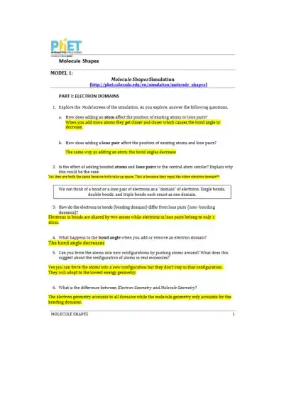 Understanding Molecule Shapes - Page 1 preview image