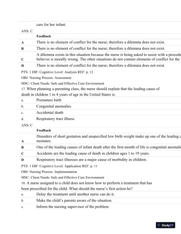 Test Bank For Maternal-Child Nursing, 4th Edition - Page 10 preview image