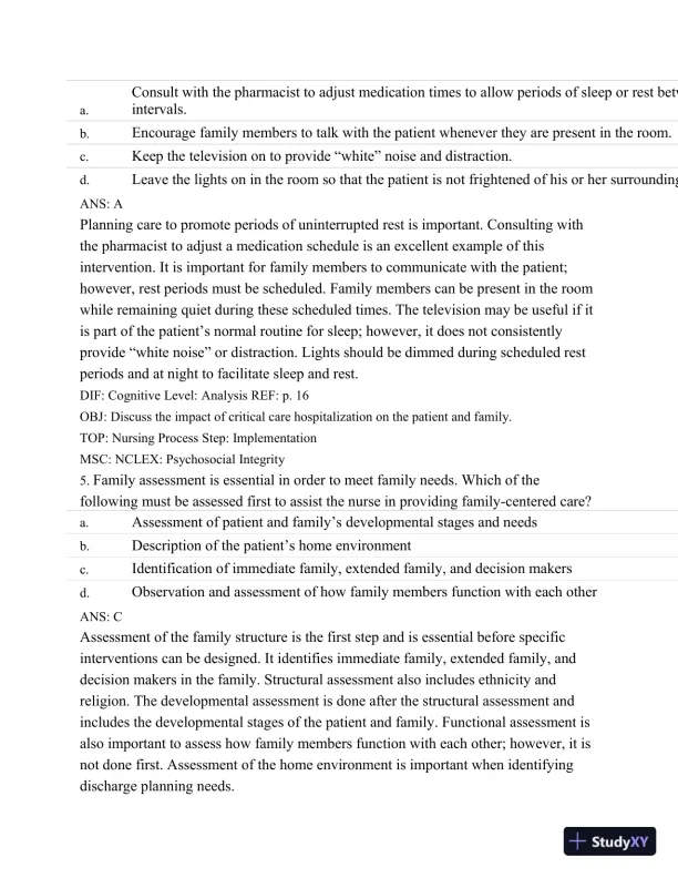 Test Bank For Introduction To Critical Care Nursing, 6th Edition - Page 17 preview image