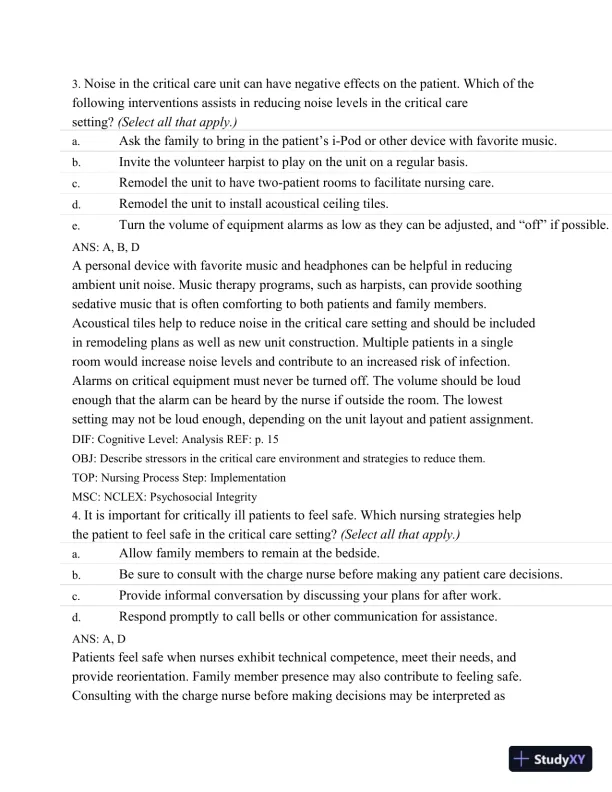 Test Bank For Introduction To Critical Care Nursing, 6th Edition - Page 29 preview image
