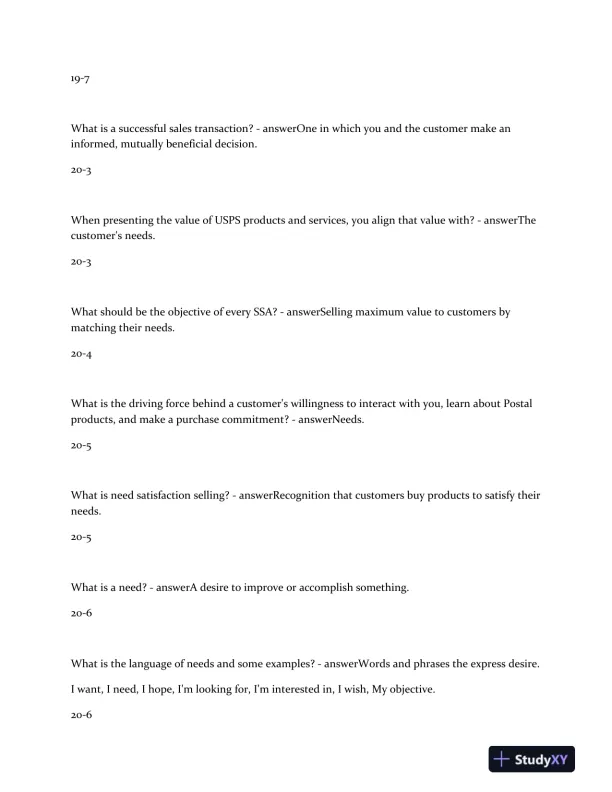 USPS Marketing Sales and Services Associate Training With Answers (147 Solved Questions) - Page 3 preview image