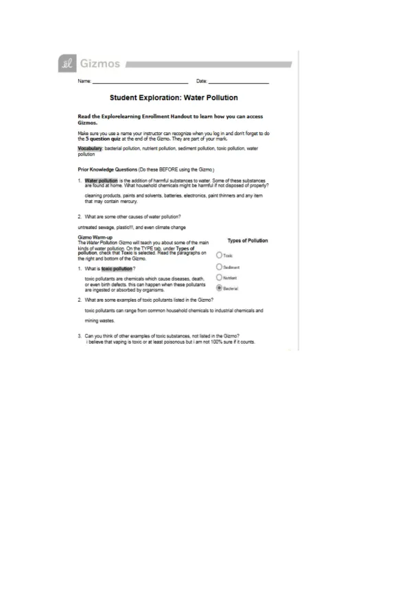 Exploring Water Pollution Types, Causes, and Conse - Page 1 preview image