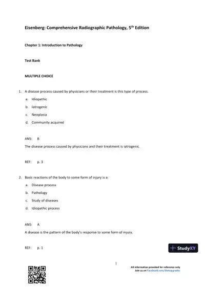 Comprehensive Radiographic Pathology 5th Edition Test Bank - Page 1 preview image