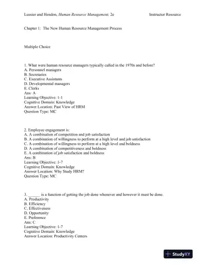 Human Resource Management: Functions, Applications, and Skill Development Second Edition Test Bank - Page 1 preview image