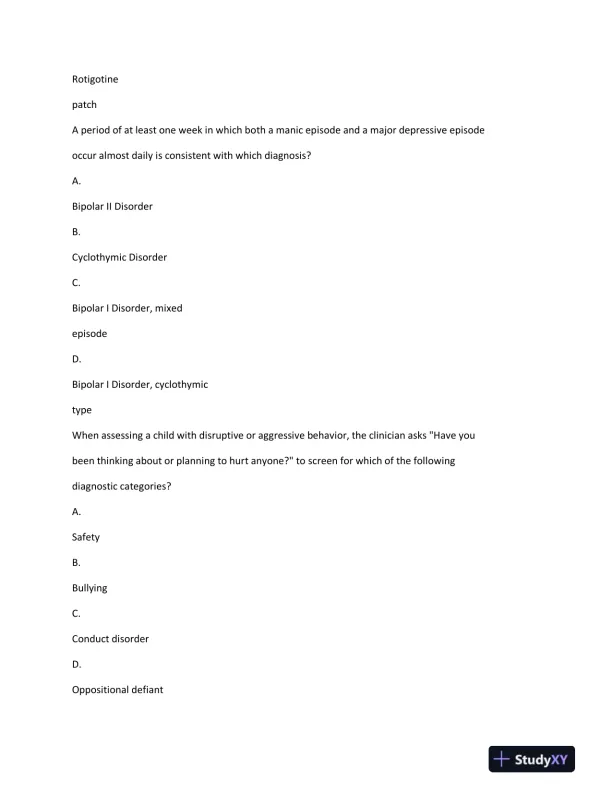 2022-2023 NRNP6665 Pshychology Mid Term Exam Week 6 With Answers (26 Solved Questions) - Page 5 preview image