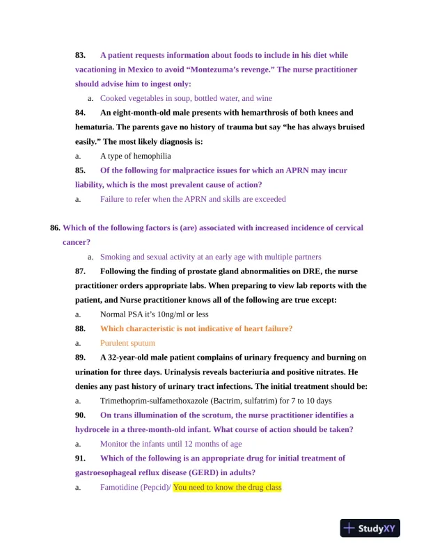 NR603 Health Assessment APEA Predictor Exam Review Questions Week 4 With Answers (620 Solved Questions) - Page 11 preview image